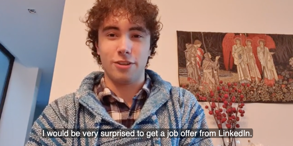 Participant shares experience job hunting on LinkedIn