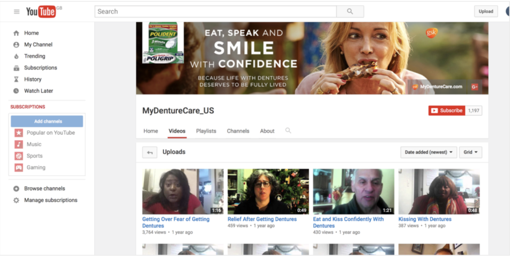 A website showcasing people living with their dentures