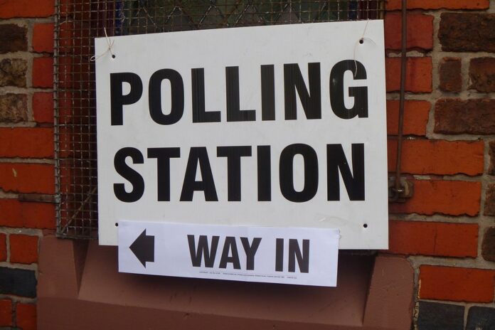 Polling station sign