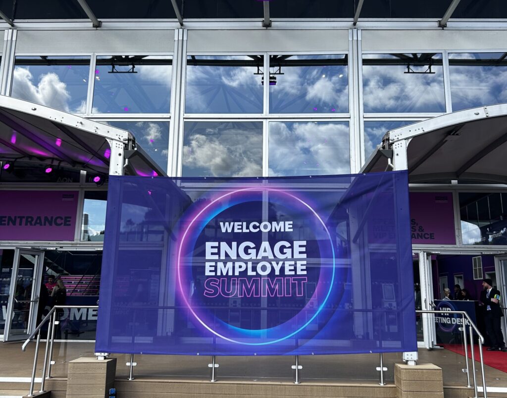 Welcome sign at a conference entrance