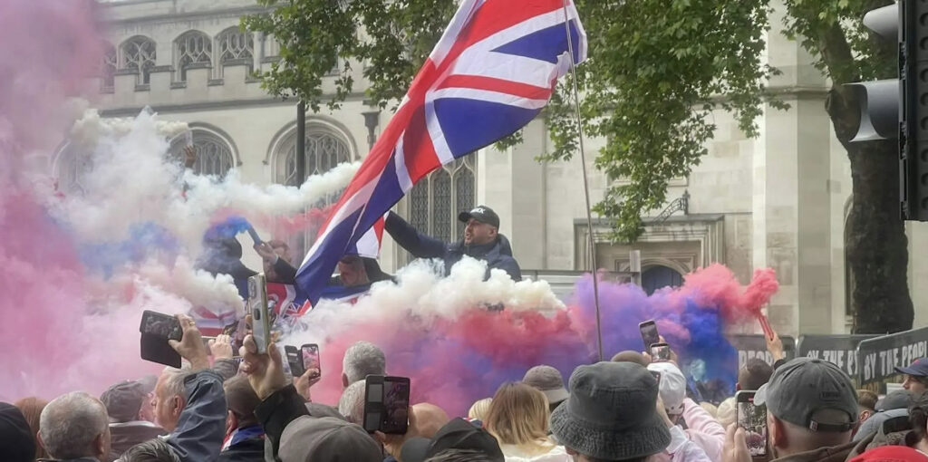 British flags during the unite the kingdom march